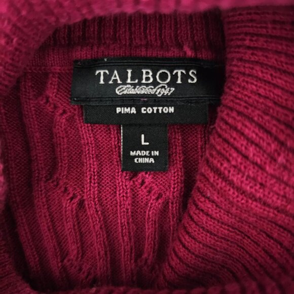 💥Talbots Knit Pima Cotton Textured Berry Long Sleeve Turtleneck Sweater - Picture 2 of 5